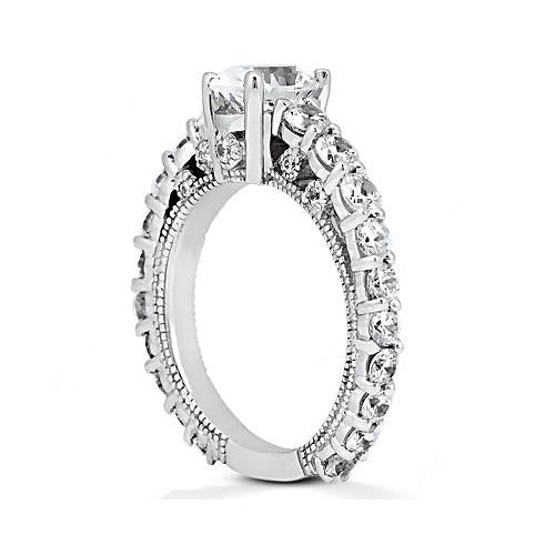 Lady’s Brilliant Engagement Wedding Solitaire Ring with Accents White Gold Diamond