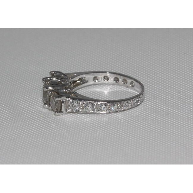 Three Stone Ring 2.75 Carat Diamonds 3 Stone Engagement Ring White Gold