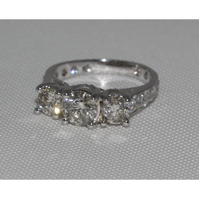 2.75 Carat Diamonds 3 Stone Engagement Ring White Gold Three Stone Ring