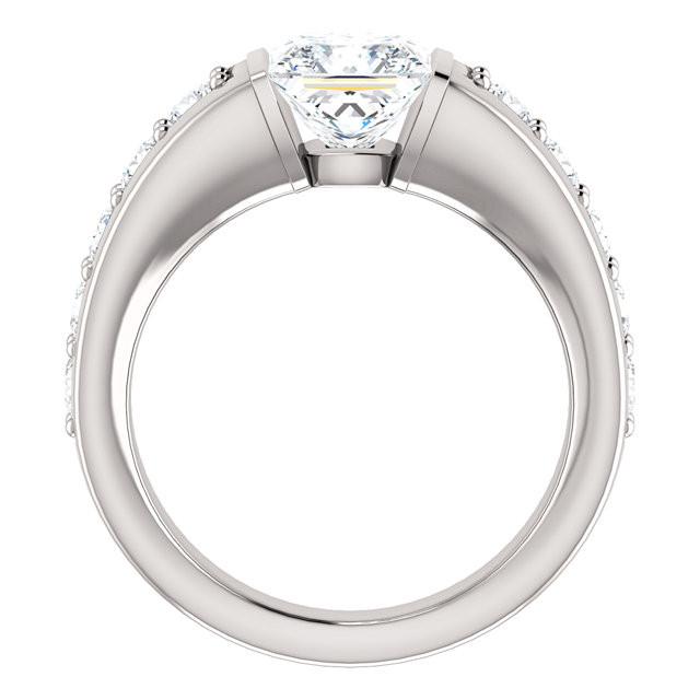 Fancy Sparkling Vintage Style White Gold Weeding Anniversary Princess Cut Anniversary Ring