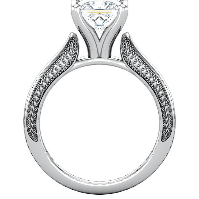 natural princess diamond 2ct ring close up detail