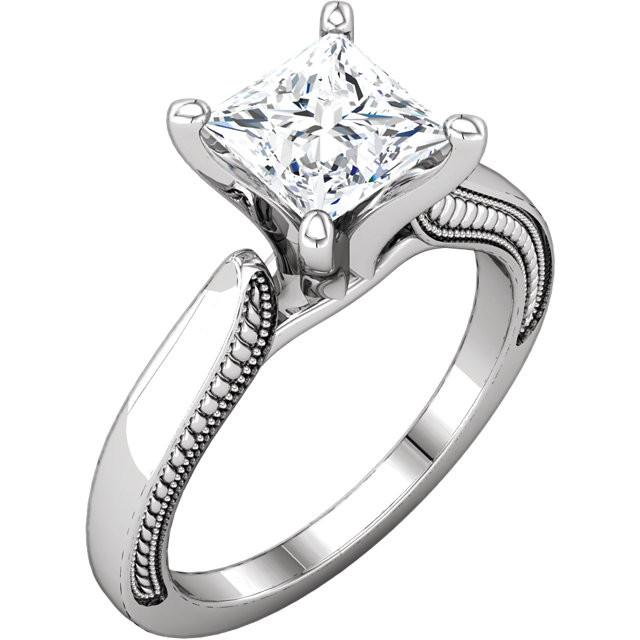 natural princess diamond 2ct ring top view