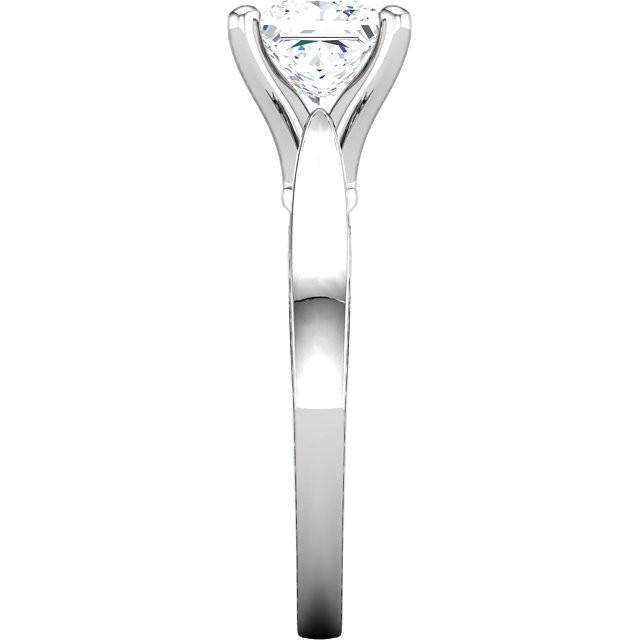 natural princess diamond 2ct ring profile view
