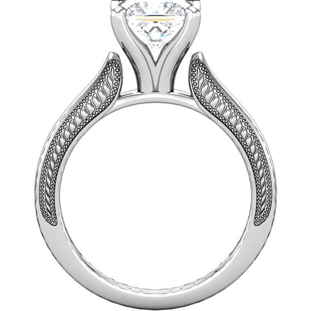 natural princess diamond 2ct ring on white background