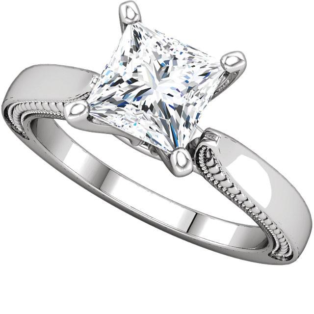 Prong Setting 2 Carat Princess Diamond Solitaire Ring White Gold Ring