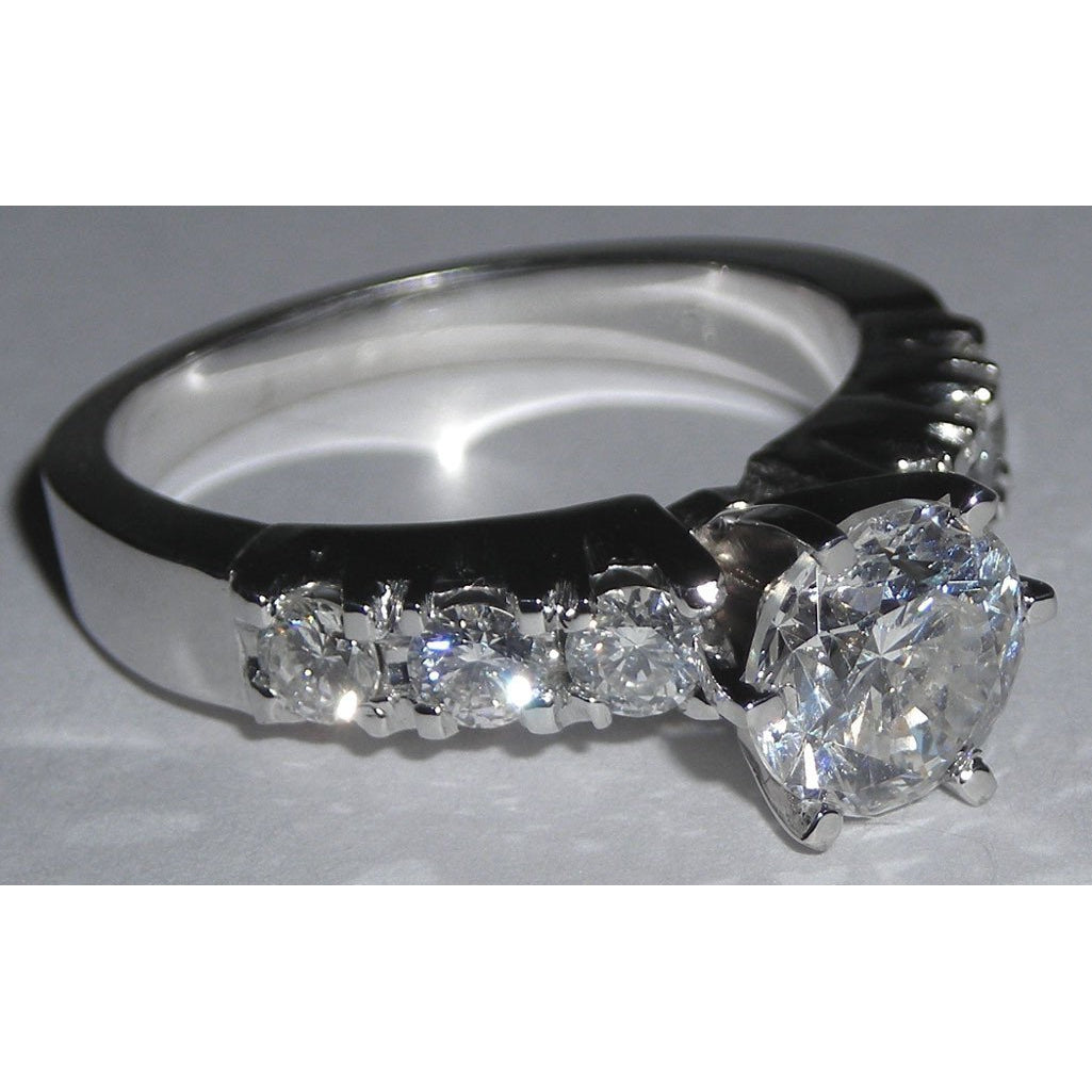 Half Bazel Unique Lady’s Solitaire Ring with Accents White Gold Diamond