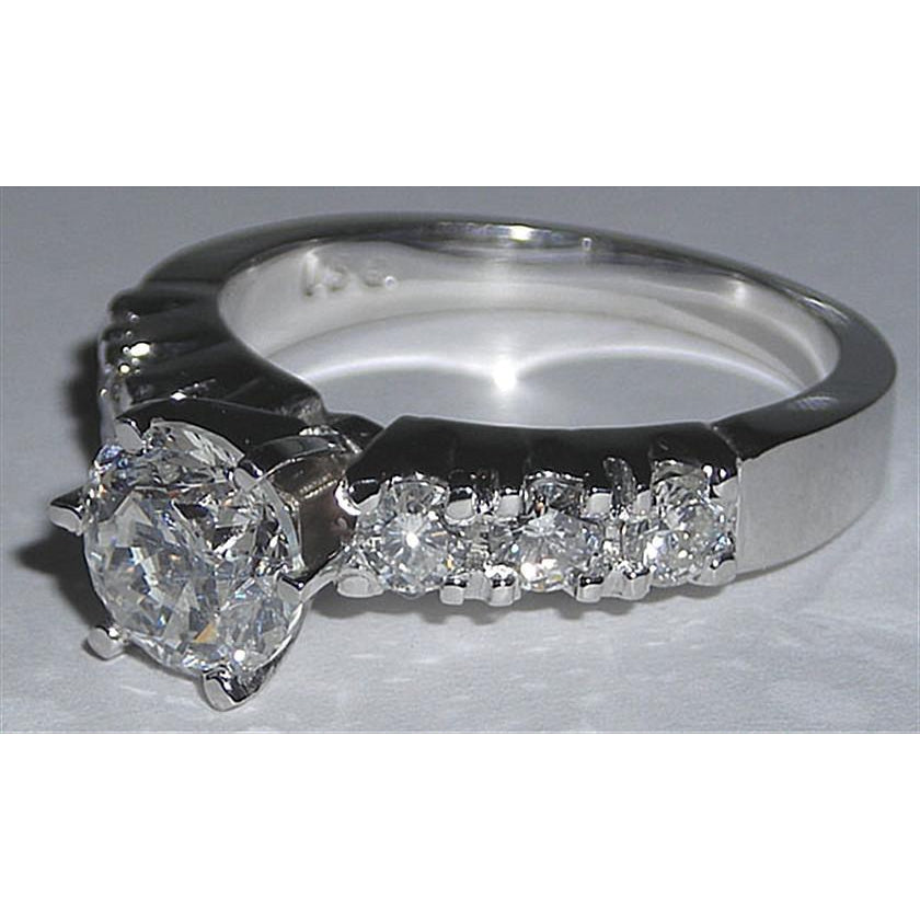 New Engagement Diamond White Gold Solitaire Ring with Accents