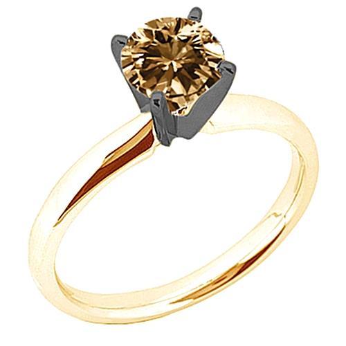 Lady’s Brilliant Champagne Diamond Wedding Gemstone Ring Gold Yellow Gemstone Ring