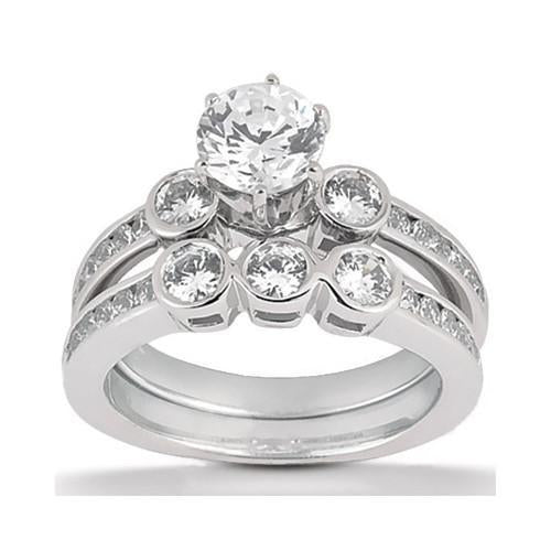 1.25 Carat F Vs1 Diamond Engagement Fancy Ring Set White Gold Jewelry Engagement Ring Set