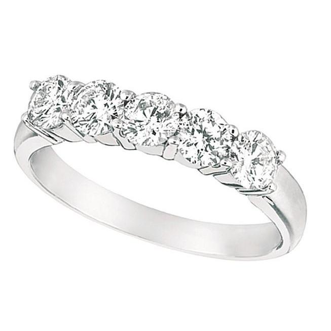 1.25 Carats Five Stone Engagement Ring White Gold 14K Band