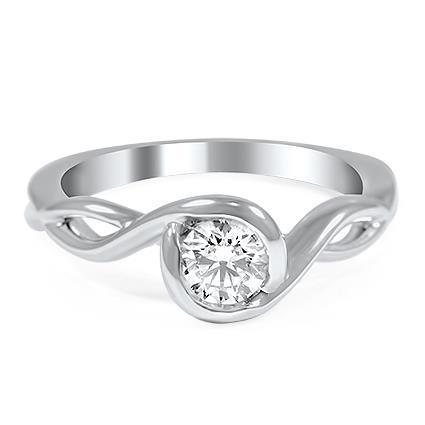 Sparkling Round Cut Diamond Gold White Solitaire Ring