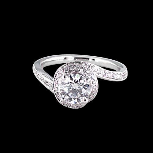1.25 Carats Round Diamond Wedding Ring White Gold 14K Halo Ring
