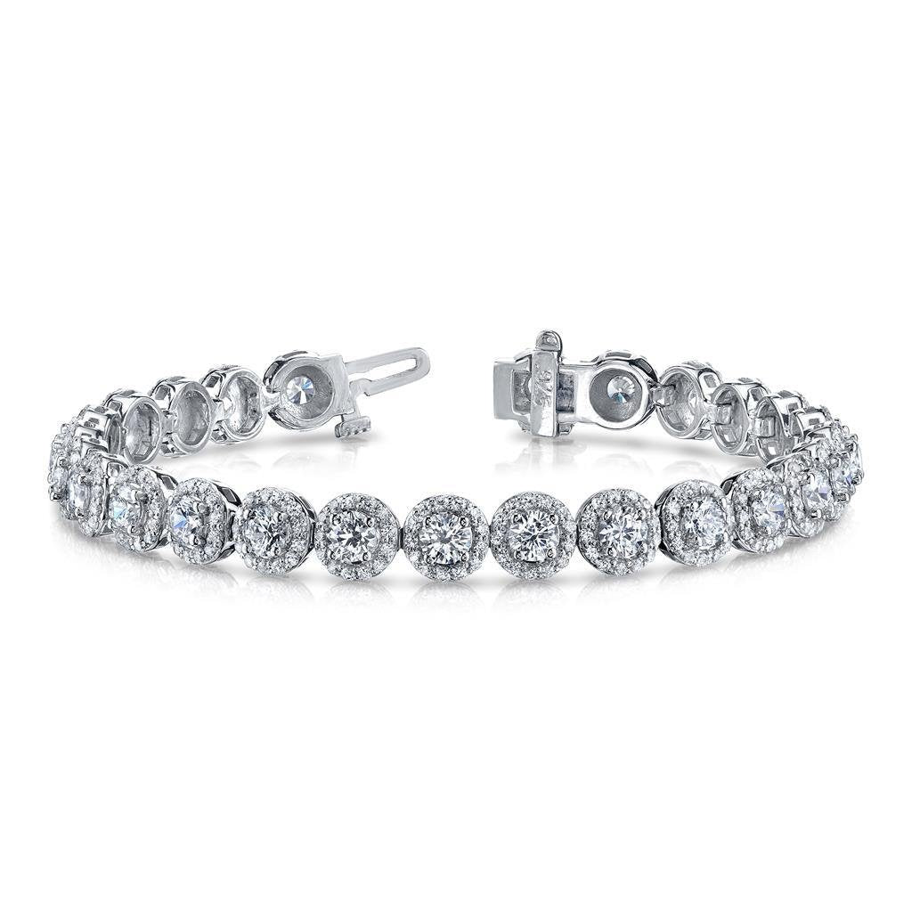 10.50 Carats Round Cut Halo Diamonds Bracelet White Gold 14K New Tennis Bracelet