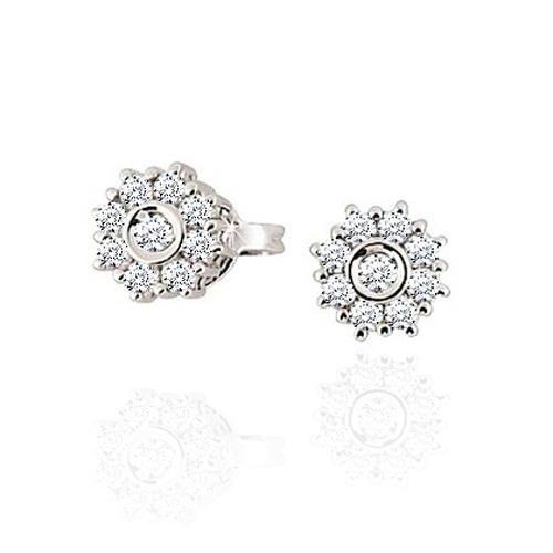 Round Cut Diamond Stud Halo Earring White Gold Halo Stud Earrings