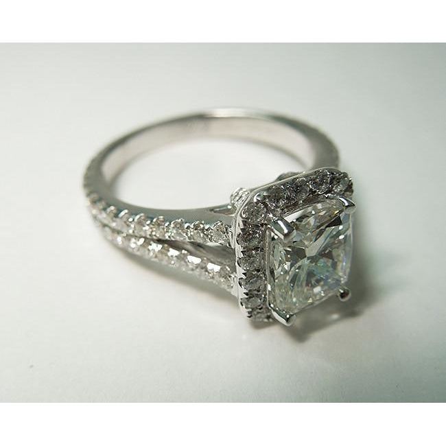 Halo Ring Cushion Diamond Royal Engagement Halo Ring 2.75 Carat White Gold 14K