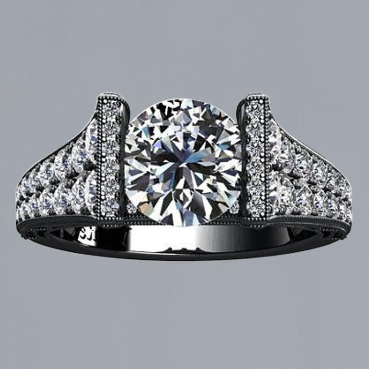 Natural Brilliant Engagement White Gold Diamond Solitaire Ring with Accents