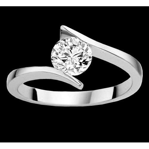 Twisted Lady’s Sparkling Unique Solitaire White Gold Diamond Anniversary Ring