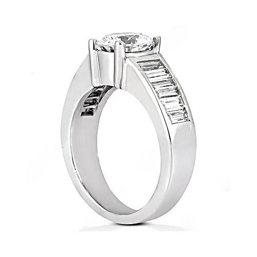 New Brilliant Sparkling Solitaire Ring with Accents White Gold Diamond