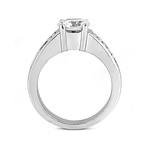 Brilliant Sparkling Solitaire Ring with Accents White Gold