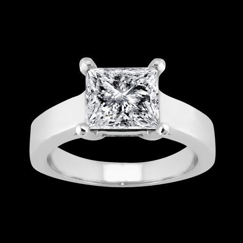 natural princess diamond 1.50ct ring side angle