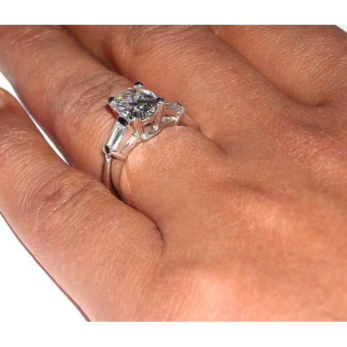 Three Stone Ring Oval Cut 3 Stone Diamond Womens Ring 2.01 Carats Platinum