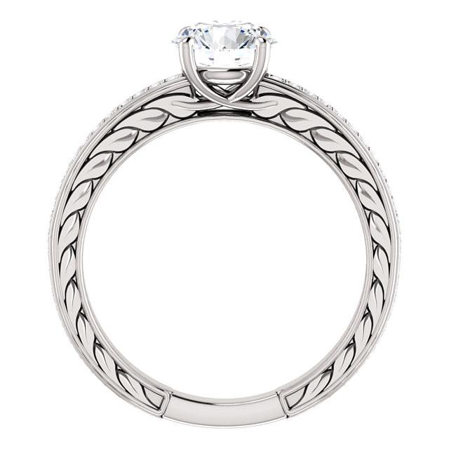 Rope Style Antique Lady’s Style White Elegant Gold Diamond Solitaire Ring with Accents