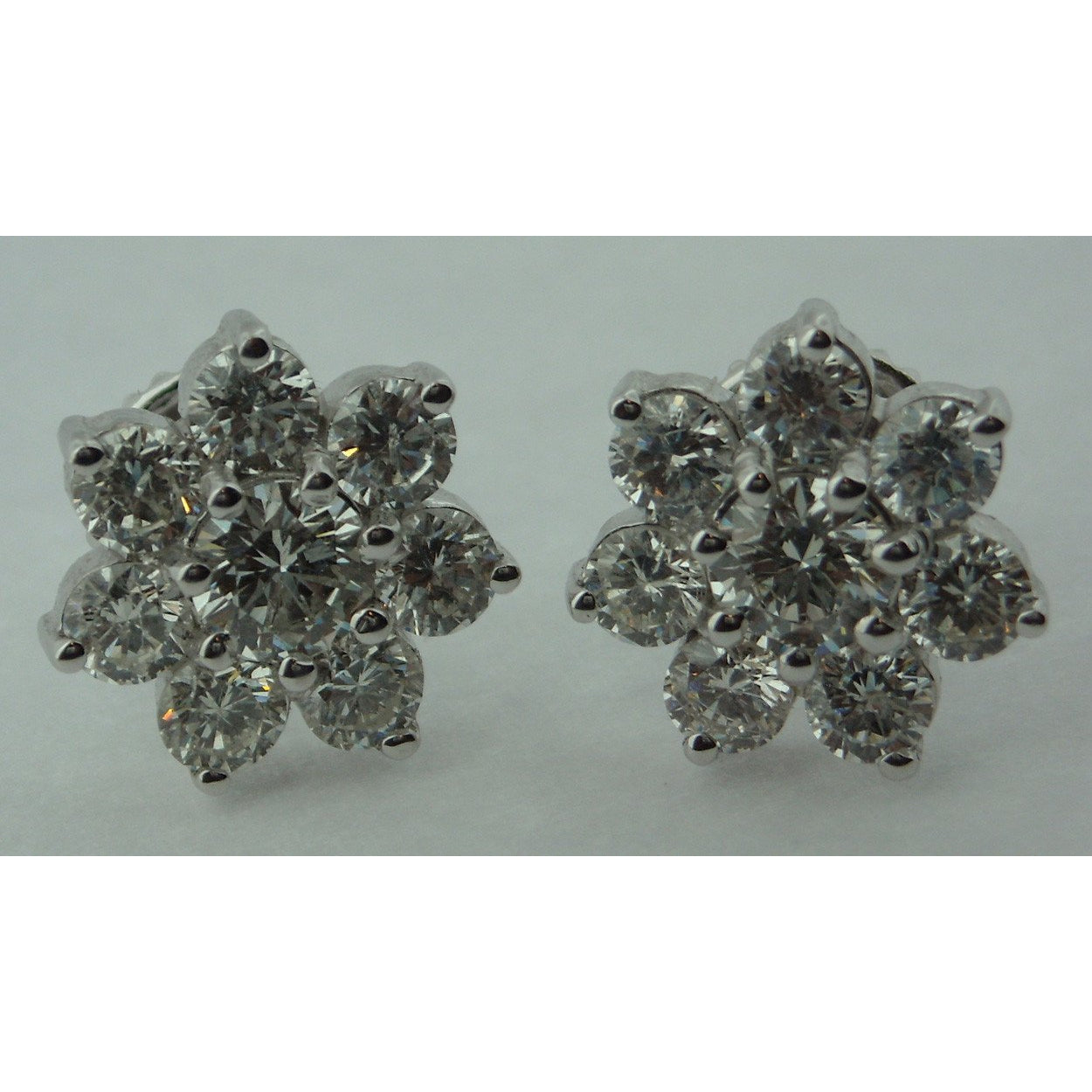 Diamond Stud Earrings 5 Carats Brand White Gold Women G Vs1 Round Stud Earrings