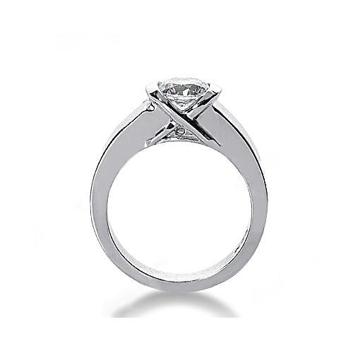 Bid Size Sparkling Unique Solitaire White Gold Diamond Anniversary Ring