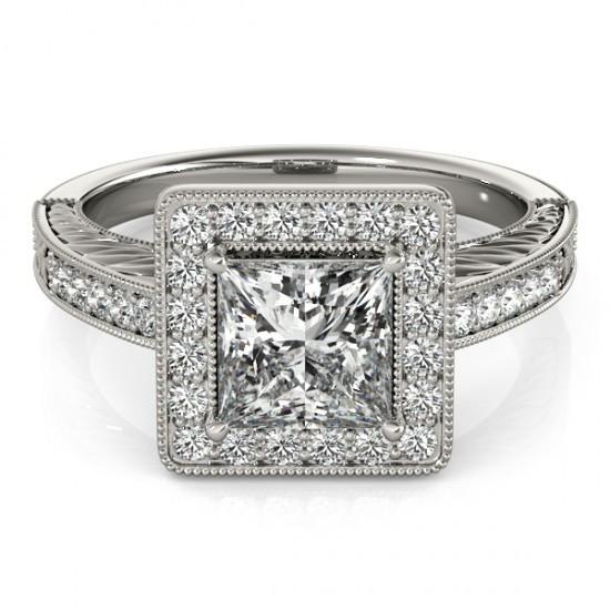 Halo Ring Princess Halo Diamond Ring With Accents 1.50 Ct. White Gold 14K