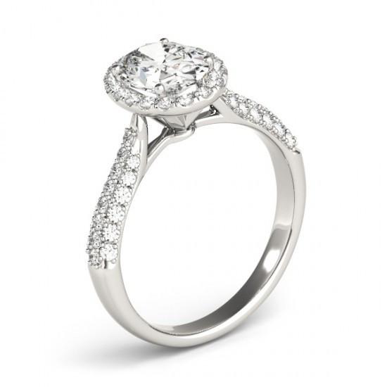 Halo Ring Oval Halo Diamond Engagement Ring 1.75 Carats White Gold 14K Jewelry
