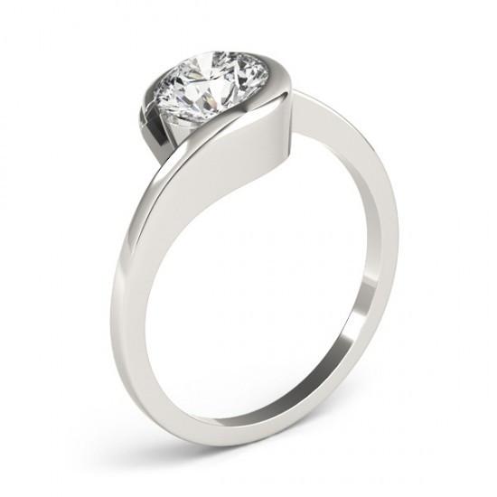 Twisted Round Diamond Engagement Solitaire Ring White Gold