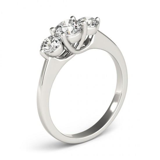 Three Stone Ring White Gold 14K Round Diamonds Three Stone Engagement Ring