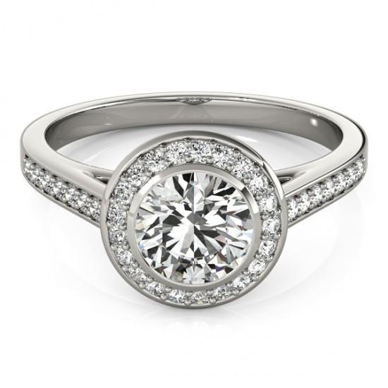 Halo Ring 1.50 Carat Round Diamond Halo Ring White Gold 14K