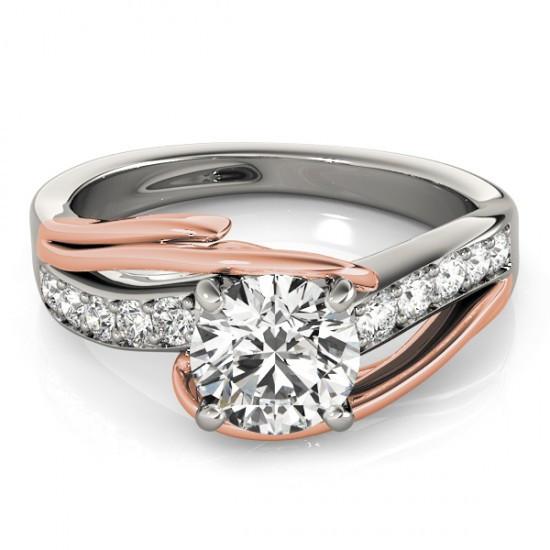 Two Tone Color Solitaire Ring with Accents