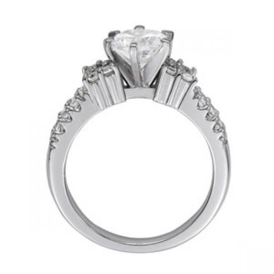 Fancy Lady’s Vintage Style White Gold Diamond Solitaire Ring with Accents