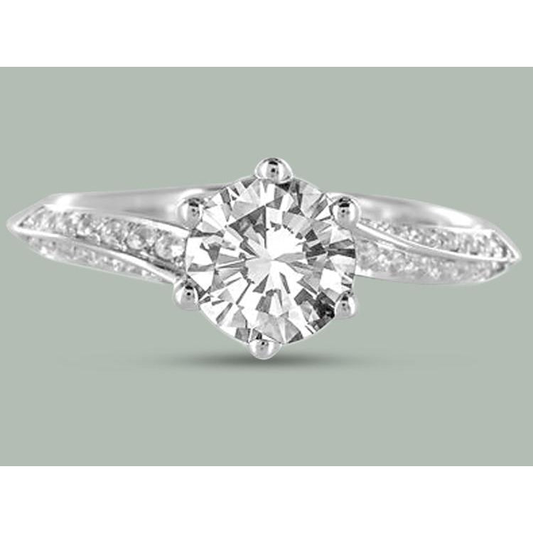Women Jewelry Sparkling Unique Solitaire Ring with Accents White Gold Diamond