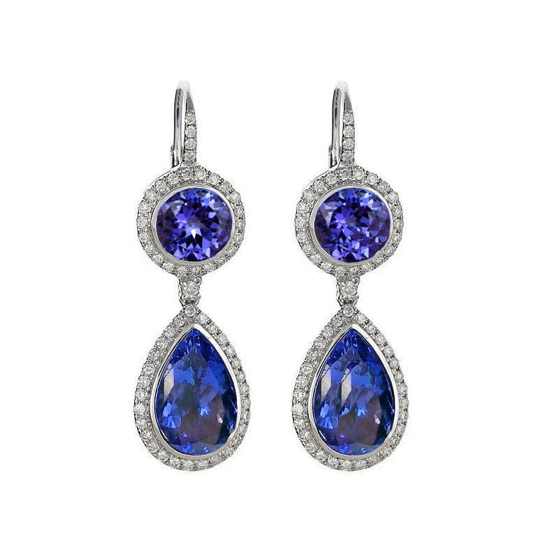 Tanzanite Dangle Earrings With New High Quality Wedding White Gold