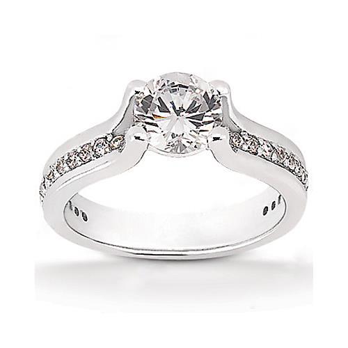 Diamond White Gold Wedding Ring Solitaire Ring with Accents