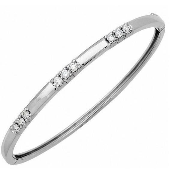 1.35 Ct Brilliant Cut Diamonds Bangle Bracelet 14K White Gold Bangle