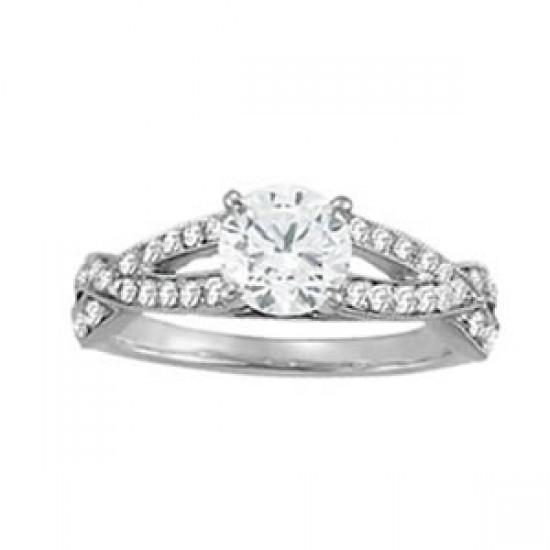 Sparkling Unique Lady’s Solitaire Ring with Accents White Gold Diamond