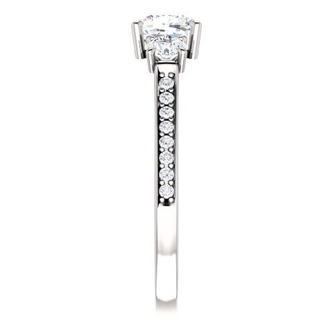 Three Stone Ring 1.90 Ct 3 Stone Cushion Diamond Engagement Ring Band White Gold