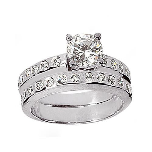 1.75 Ct. Diamond Ring Engagement Band Set White Gold Engagement Ring Set