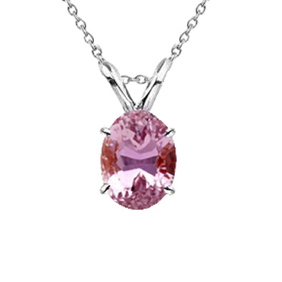 13 Carats Solitaire Pink Kunzite Gemstone Pendant White Gold 14K