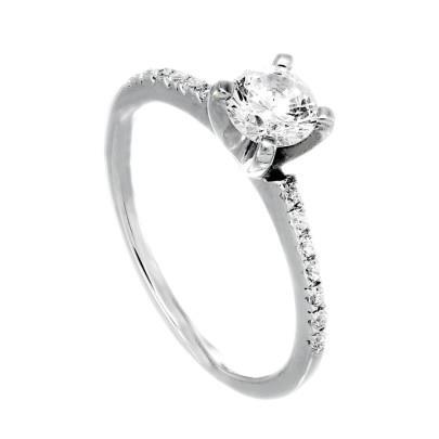 New Style Cushion Brilliant Engagement White Gold Diamond Solitaire Ring with Accents