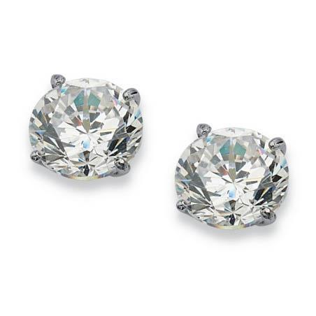 Four Prong Set Round Cut Diamond White Gold Stud Earrings