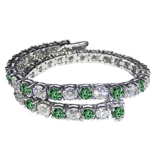 14.05 Ct. White Green Diamonds Tennis Bracelet White Gold Tennis Bracelet
