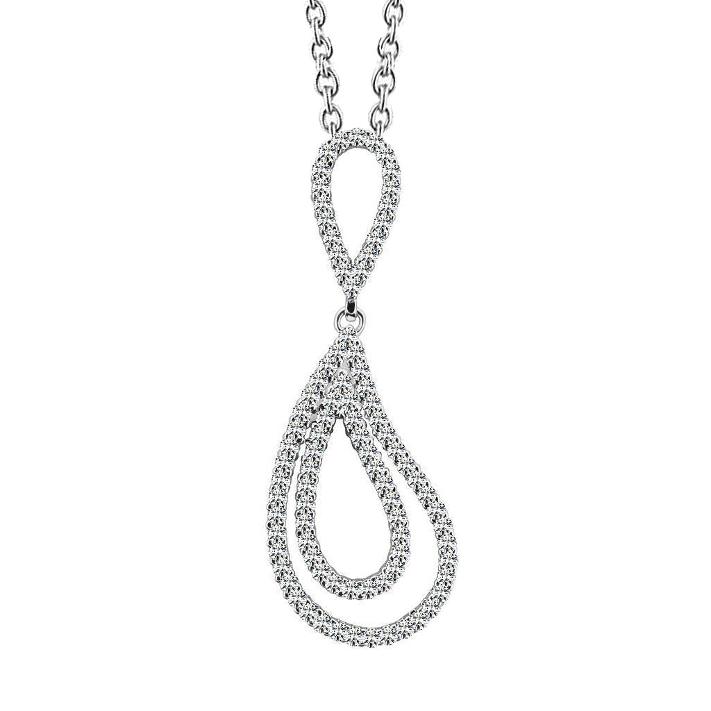 14 Ct Gorgeous Round Cut Genuine Natural Earth Mined Diamonds Wavy Teardrop Pendant Necklace