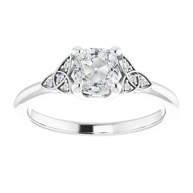 White gold Old Miner Diamond Ring Love Knot Style