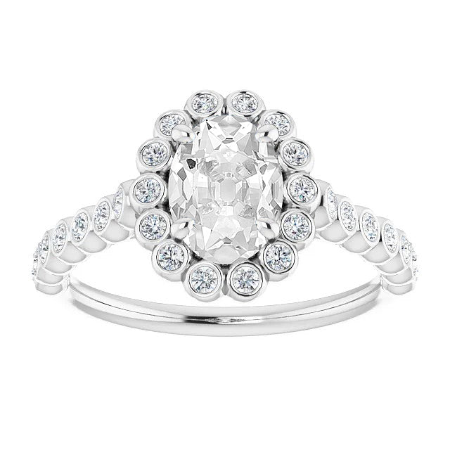 Gold Halo Ring Oval Old Miner Diamond