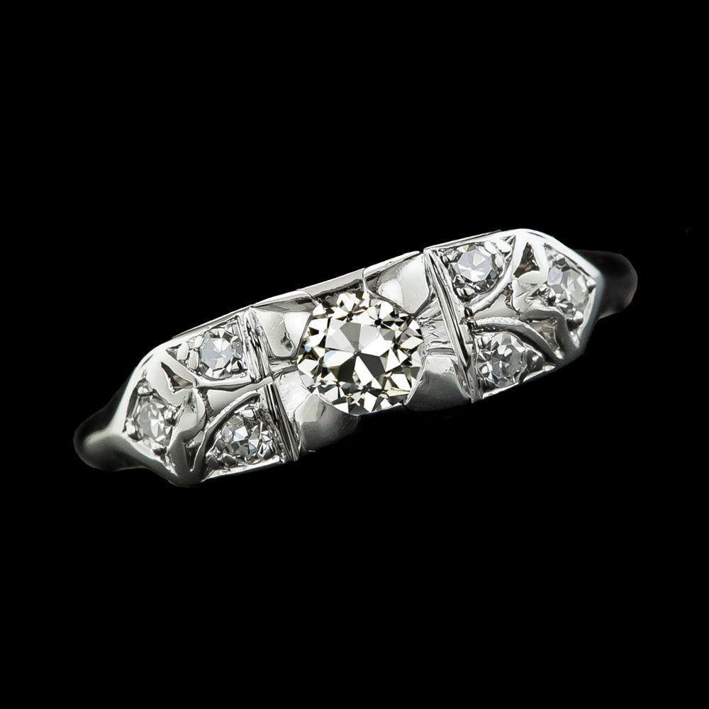 14K Gold Old Cut Round Diamond Ring